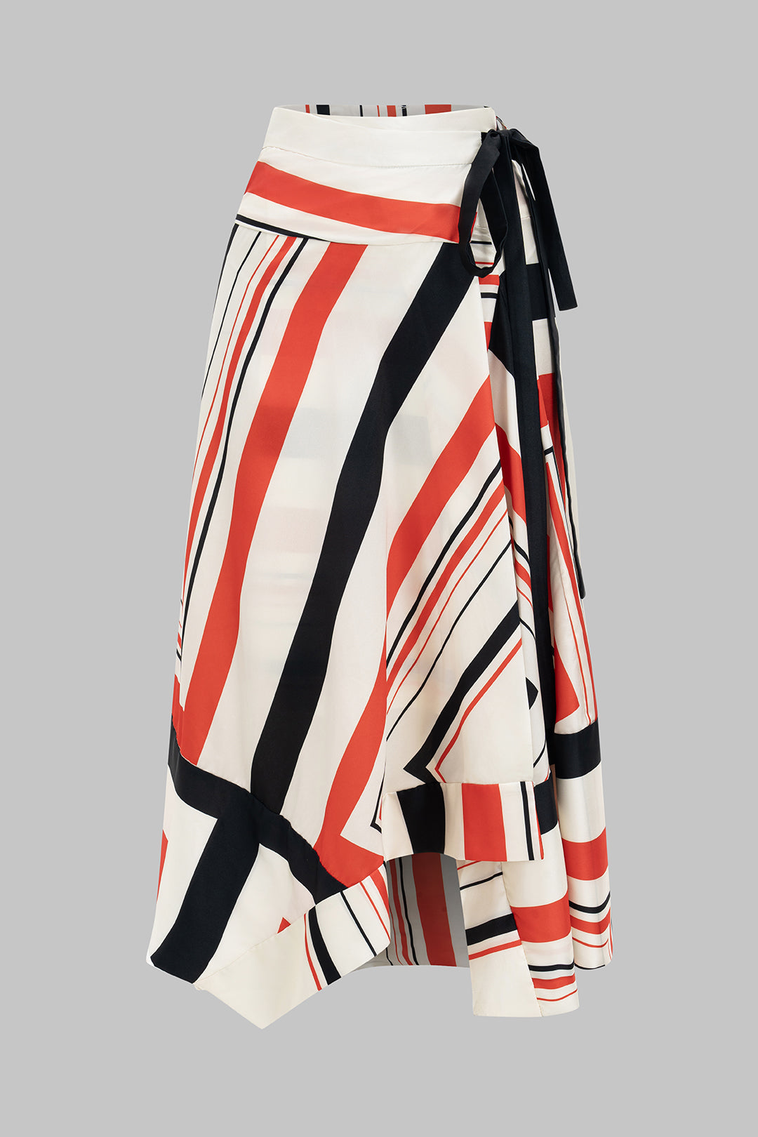 Stripes Print Asymmetrical Skirt