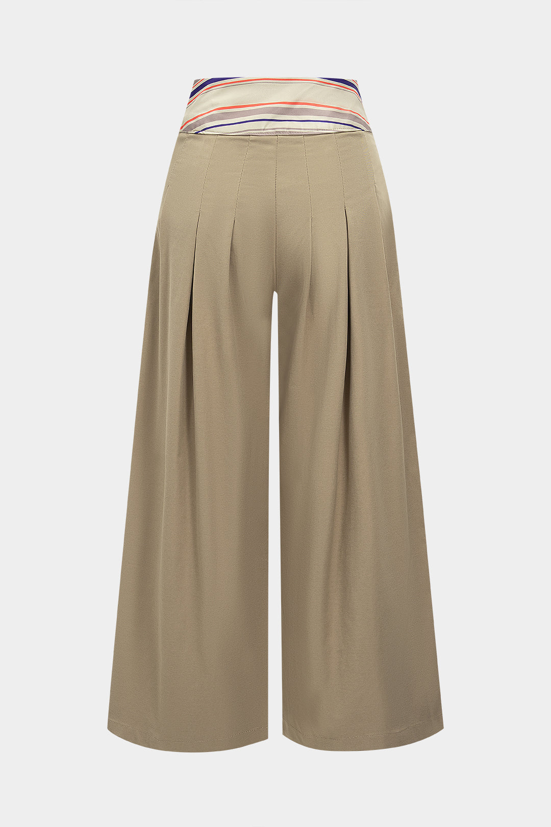 Striped Print Pleated Wide Leg Trousers