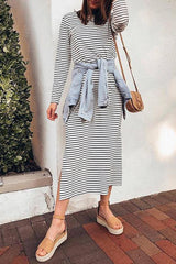 Casual Long Sleeves Striped Dress