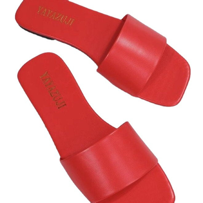 Women's Summer Plus Size Square Toe Flat Bottom Sandals