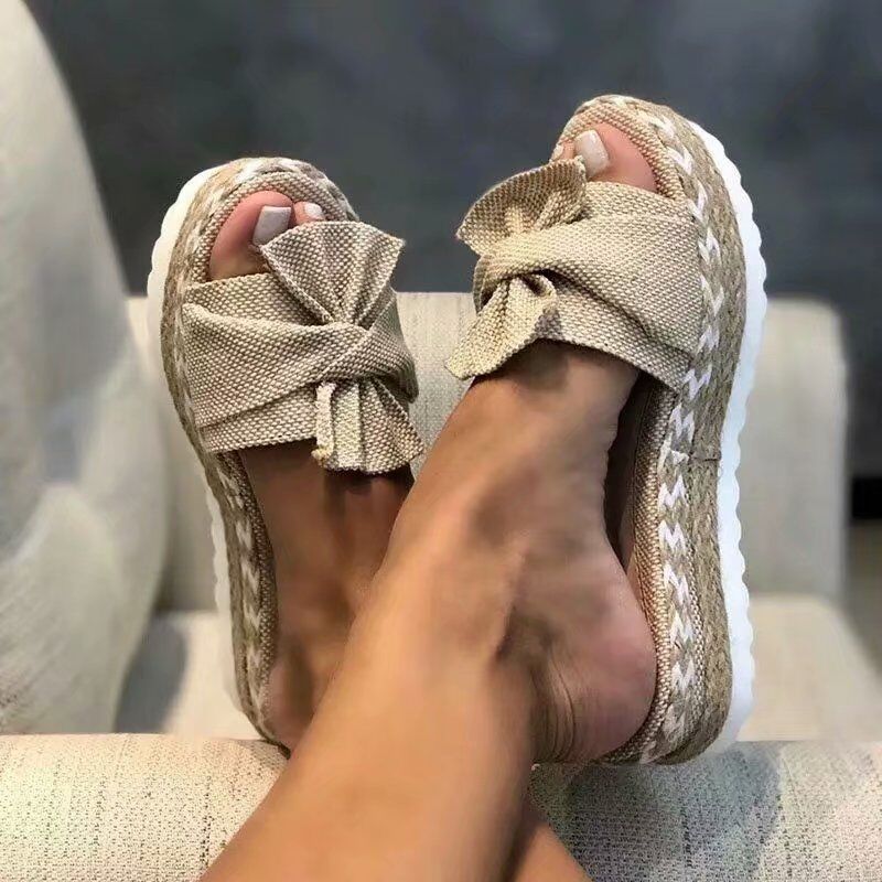 Bowknot Wedge Heel Platform Sandals Slippers