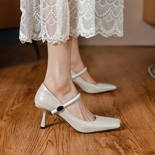 Olivia Square Toe Stiletto Mary Jane Shoes