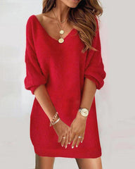 Casual V-neck sweater Dress