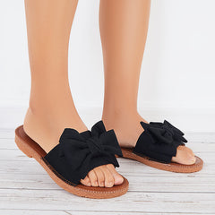 Bow Flat Slide Sandals Open Toe Slip on Beach Slippers