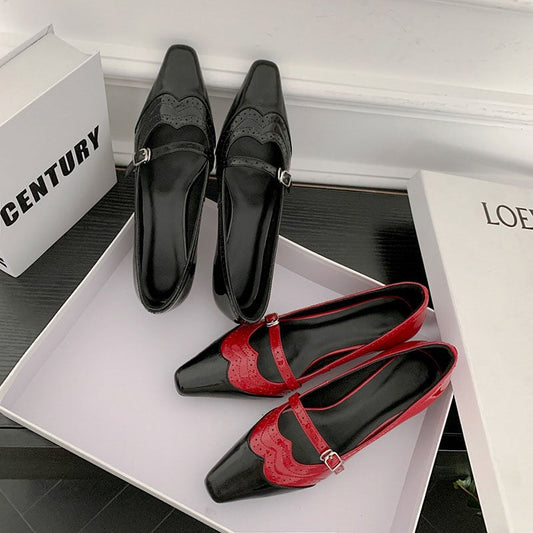 Kamie Square Toe Kitten Heels Mary Jane Shoes