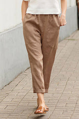 Solid Cotton Linen Pants