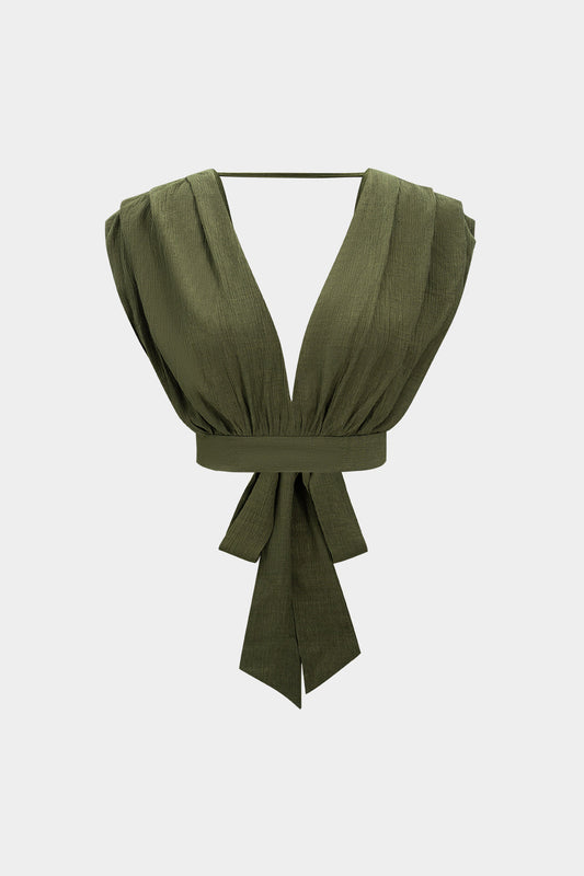 V-Neck Tie-Back Backless Tank Top