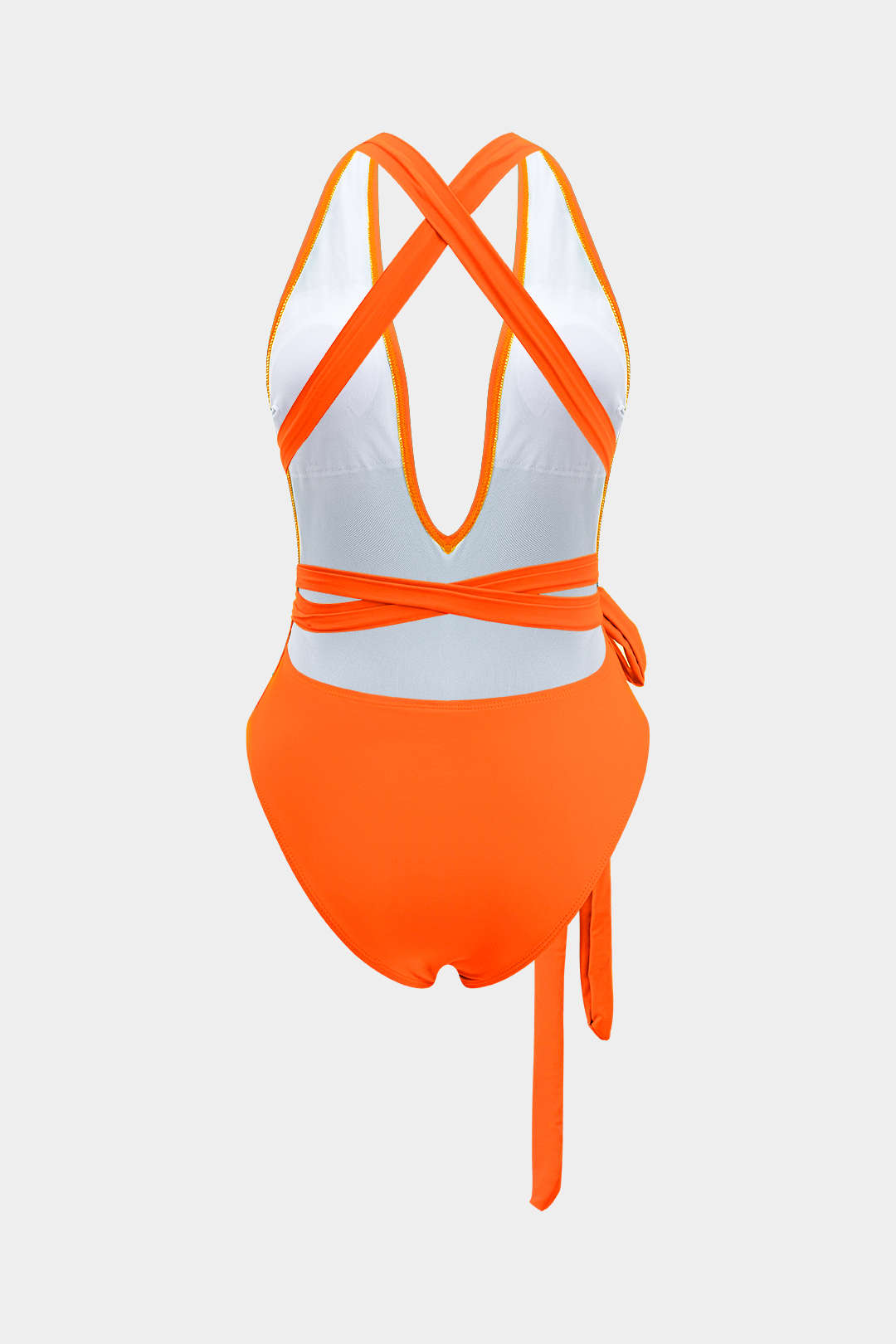 Tie Knot Crossed Backless One-Piece Swimsuit