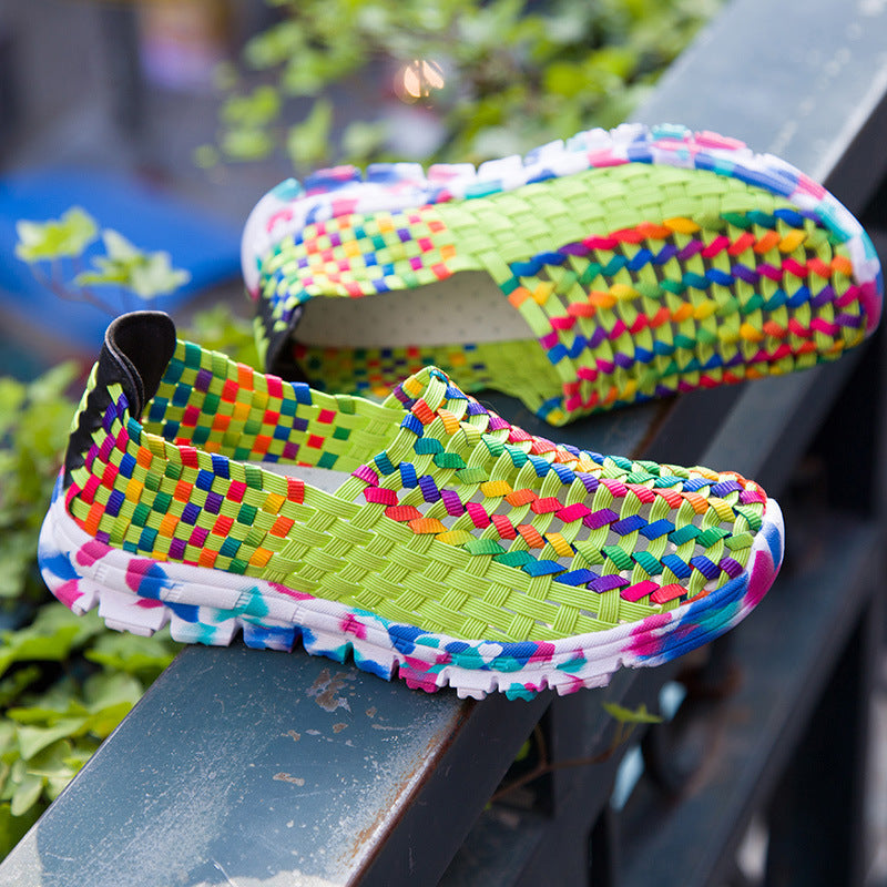 Fantasy Color Mesh Hand Woven Shoes