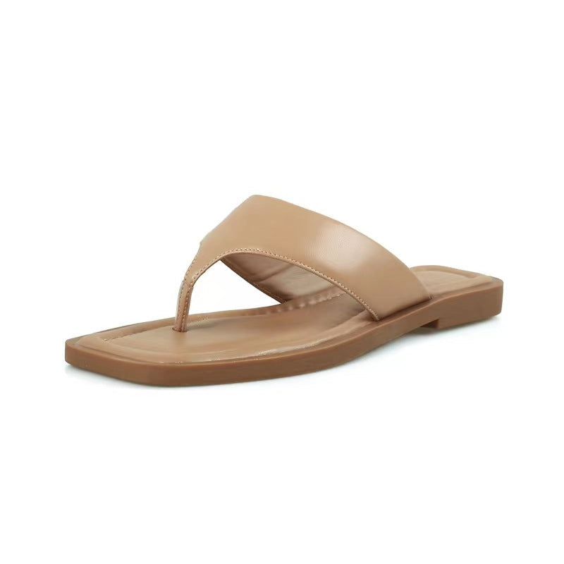 Women's French Style Flat Square Toe Summer Sandals
