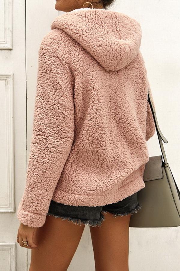 High Neck Zip Plush Sweatshirt