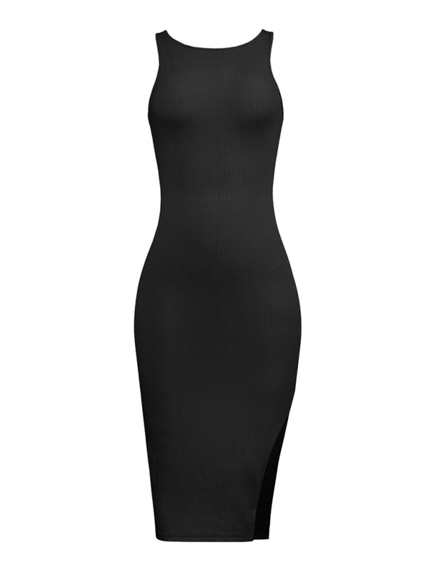 Women's Knitted Sleeveless Sexy Reversible Cover Hip Dress