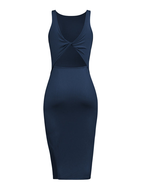 Women's Knitted Sleeveless Sexy Reversible Cover Hip Dress