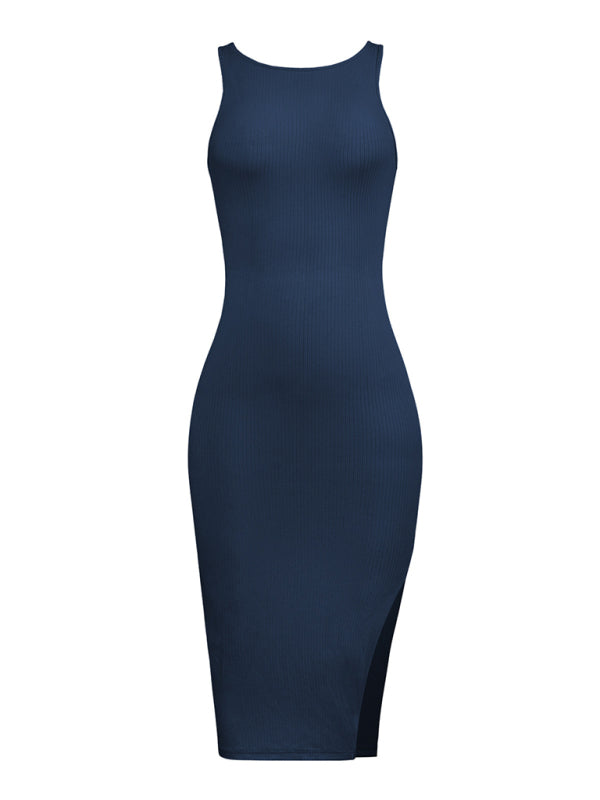 Women's Knitted Sleeveless Sexy Reversible Cover Hip Dress