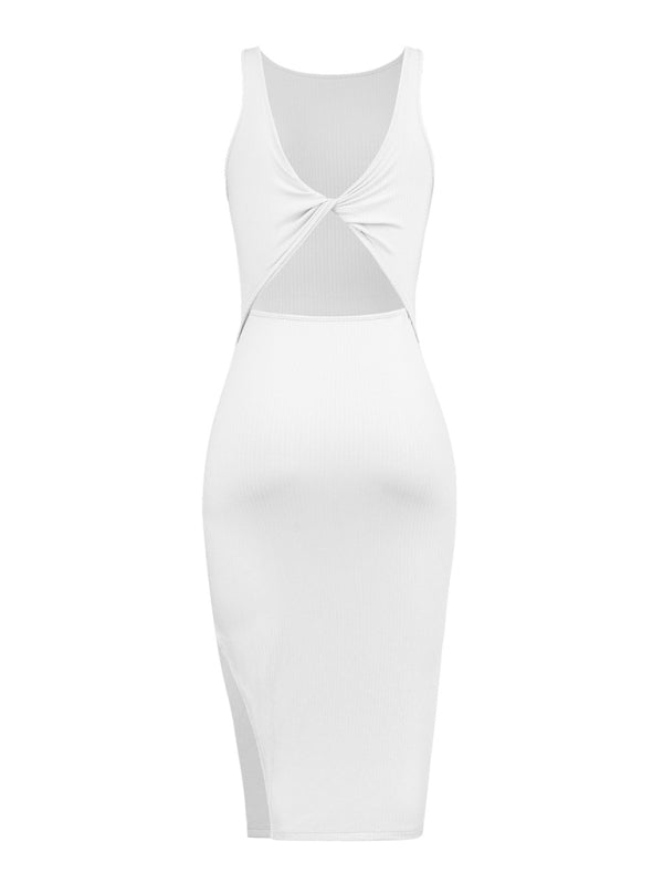 Women's Knitted Sleeveless Sexy Reversible Cover Hip Dress