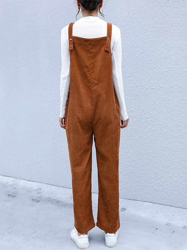 Women's Corduroy Pants Loose Solid Color Overalls