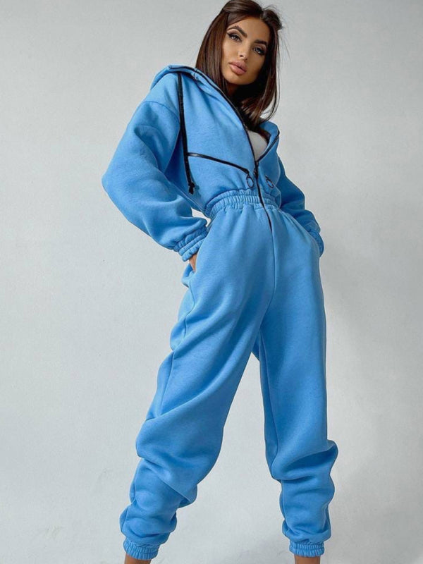 women's hooded sweatshirt sports casual suit two piece set