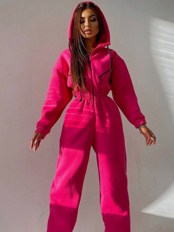 women's hooded sweatshirt sports casual suit two piece set