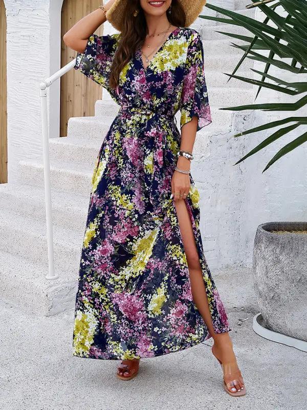 Women's Elegant Printed Waist Dress