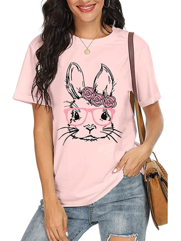 Women's Easter T-Shirt Funny MAMA Bunny Print Graphic T-Shirt