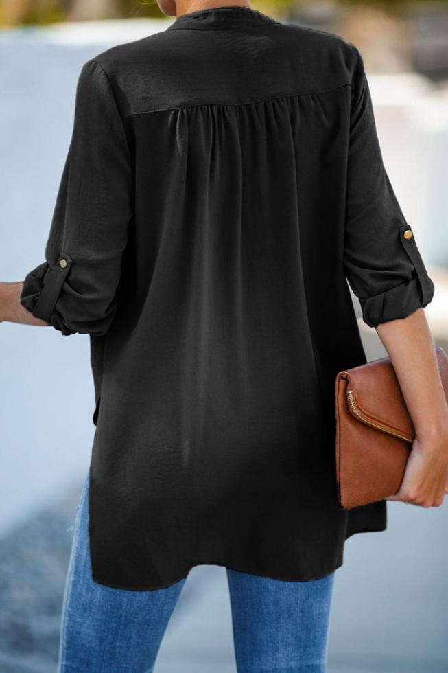 Loose Front-middle Cross Seven-sleeve Shirt