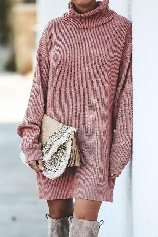 Medium Long High Collar Sweater Dress