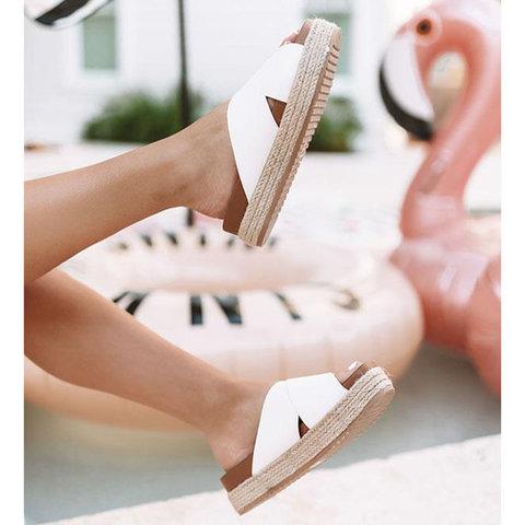 Plus Size Peep Toe Platform Sandals Slip-on Slippers