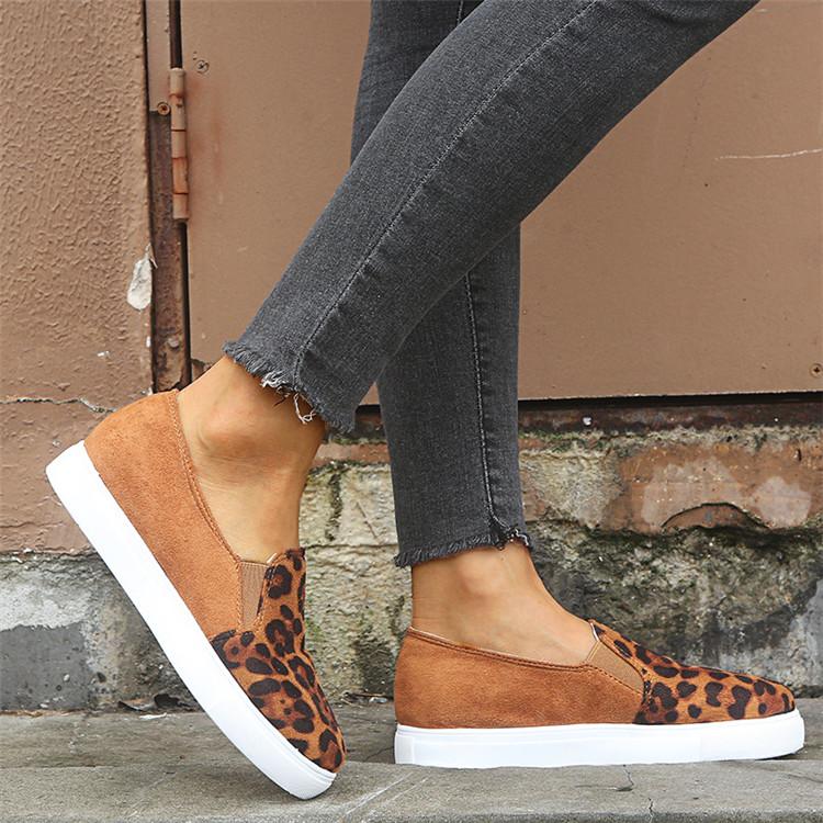 Rubber Round Toe Leopard Flats Shoes