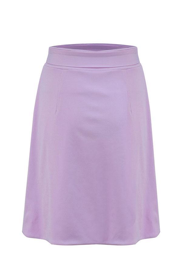 Solid Color Belt Front Slit Skirt