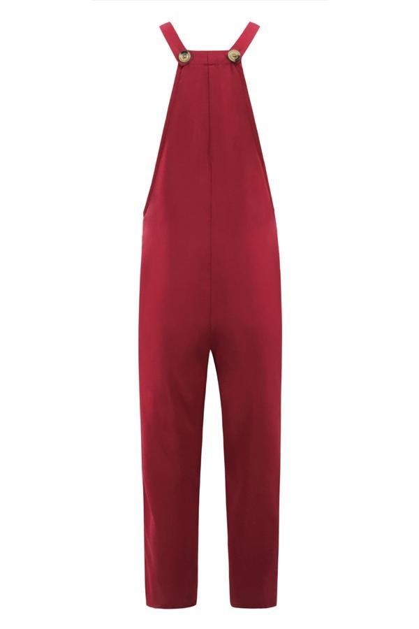 Strap Solid Color Belted Pants