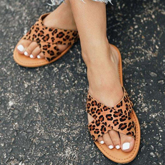 Summer Pu Open Toe Slippers Simple Slide Shoes
