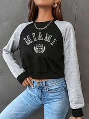 Women's Cropped Raglan Long Sleeve Sweatshirt