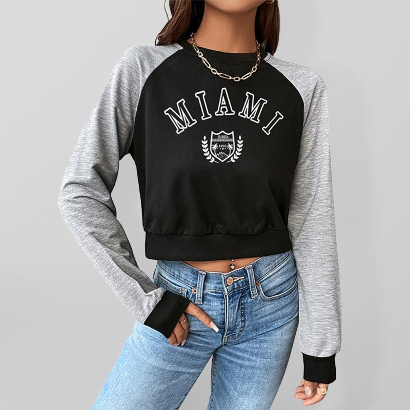 Women's Cropped Raglan Long Sleeve Sweatshirt