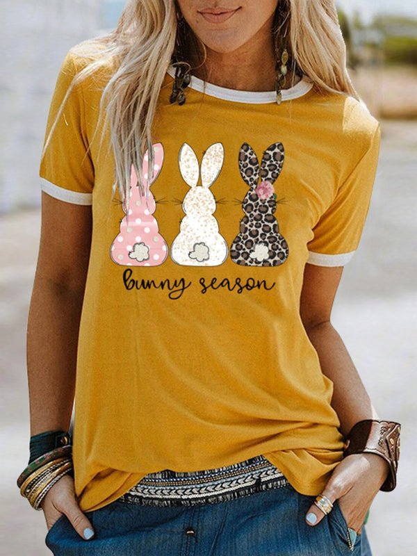 Women's Happy Easter Bunny Graphic Casual T-shirt