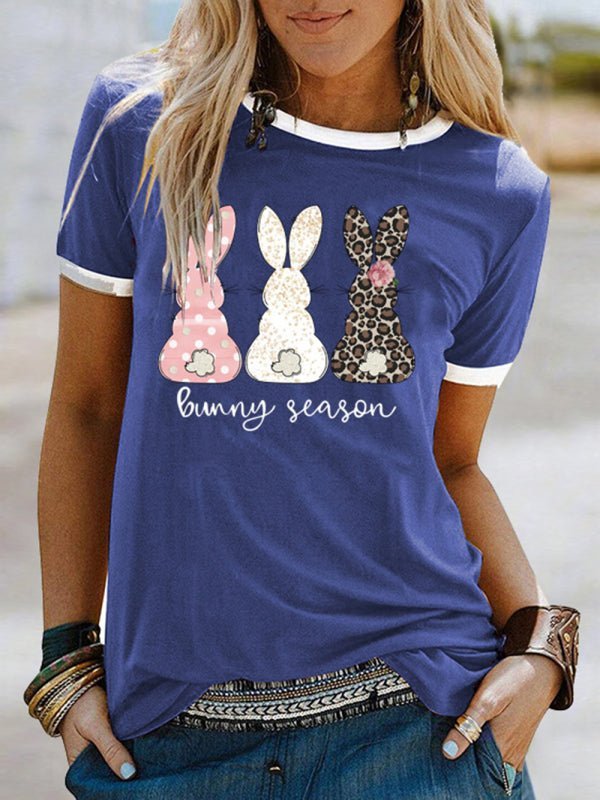 Women's Happy Easter Bunny Graphic Casual T-shirt